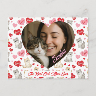 Custom Valentine's Day Cat Mom Heart Photo  Briefkaart
