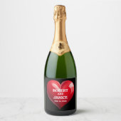 Custom valentines day personalize heart gift sparkling wijnetiket (Voorkant)