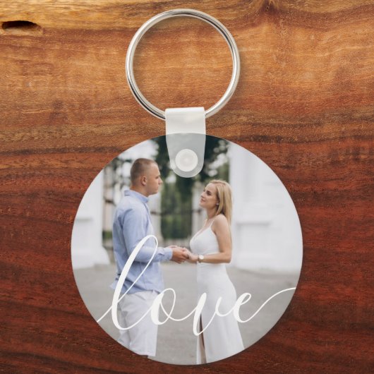Custom Valentine's Day Photo Love Script Sleutelhanger (Voorkant)