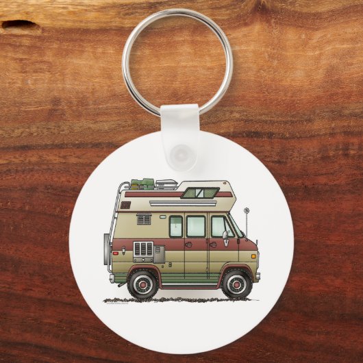 Custom Van Camper RV Sleutelhanger (Voorkant)