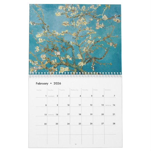 Custom Van Gogh Almond Blossom (1890)  Kalender (Feb 2026)
