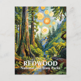 Custom Van Gogh Redwood National Park Hiking Trail Briefkaart