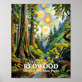 Custom Van Gogh Redwood National Park Hiking Trail Poster