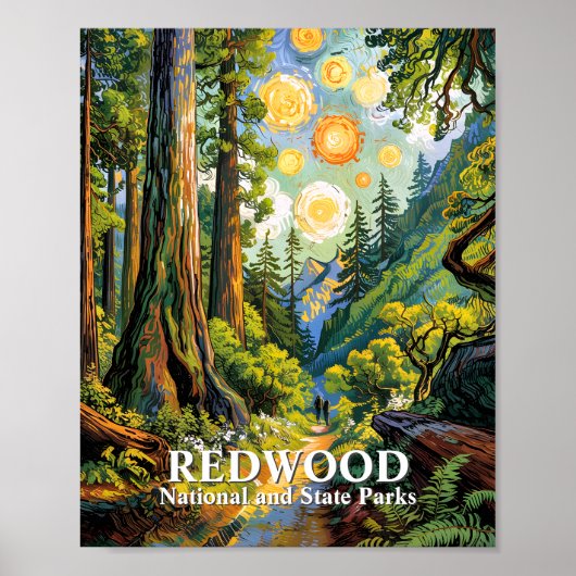 Custom Van Gogh Redwood National Park Hiking Trail Poster (Voorkant)