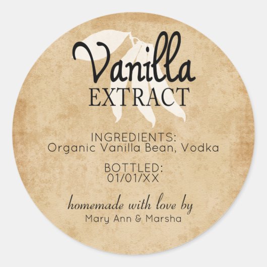 Custom Vanilla Extract Label Sticker (Voorkant)