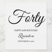 Custom Veertig - 40ste verjaardag Wijn Etiket (Enkel label)