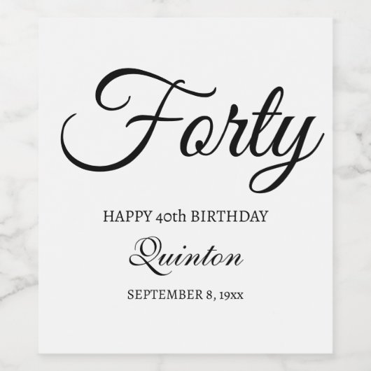 Custom Veertig - 40ste verjaardag Wijn Etiket (Enkel label)