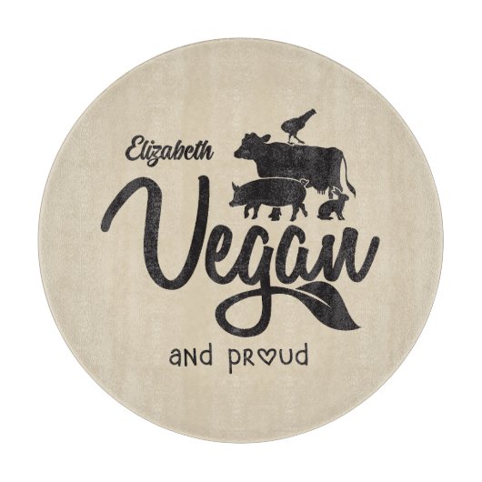 Custom Vegan and Proud, Kitchen Snijplank (Voorkant)