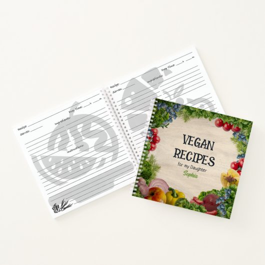 Custom Vegan Recipes voor mijn dochter Notitieboek (Binnen)