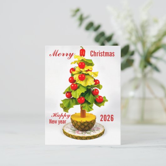 Custom Vegetables Christmas Tree, Lettuce Leaves  Briefkaart (Staand voorkant)