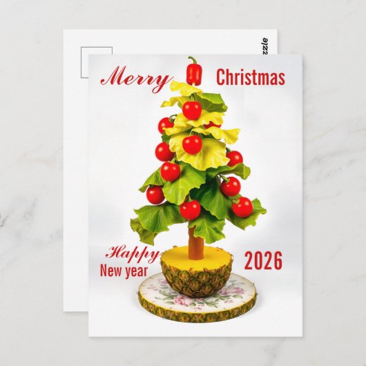 Custom Vegetables Christmas Tree, Lettuce Leaves Briefkaart (Voorkant / Achterkant)