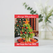 Custom Vegetables Christmas Tree, Lettuce Leaves  Feestdagenkaart (Staand voorkant)