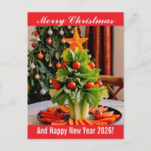 Custom Vegetables Christmas Tree, Lettuce Leaves  Feestdagenkaart (Voorkant)