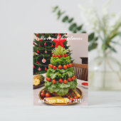 Custom Vegetables Christmas Tree, Lettuce Leaves  Feestdagenkaart (Staand voorkant)