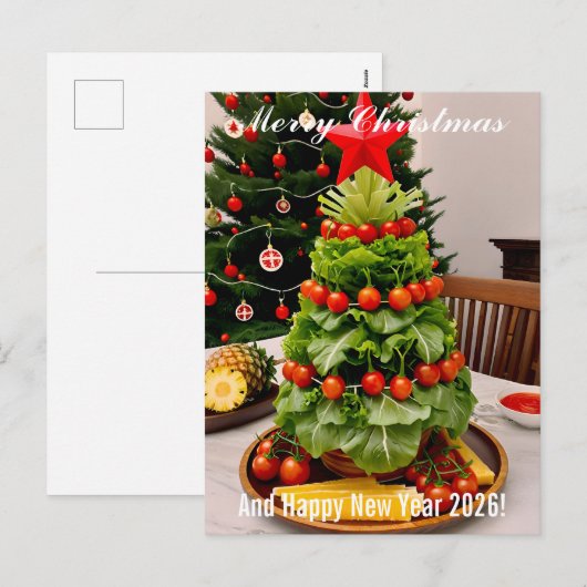 Custom Vegetables Christmas Tree, Lettuce Leaves  Feestdagenkaart (Voorkant / Achterkant)
