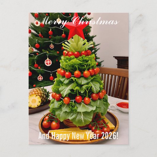 Custom Vegetables Christmas Tree, Lettuce Leaves  Feestdagenkaart (Voorkant)