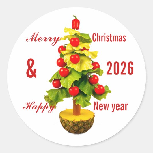 Custom Vegetables Christmas Tree, Lettuce Leaves  Ronde Sticker (Voorkant)