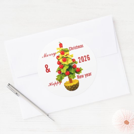 Custom Vegetables Christmas Tree, Lettuce Leaves  Ronde Sticker (Envelop)