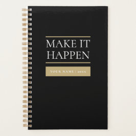 Custom Velvet Black Planner | Name & Year