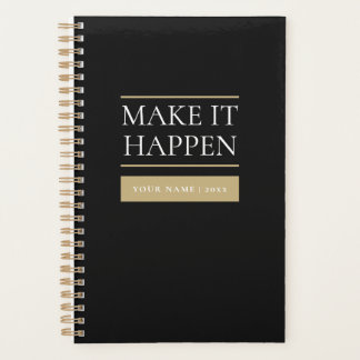 Custom Velvet Black Planner | Name & Year