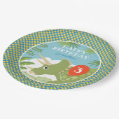 Custom Verjaardag Dinosaurus Triceratops Alle Leef Papieren Bordje (Gekanteld)