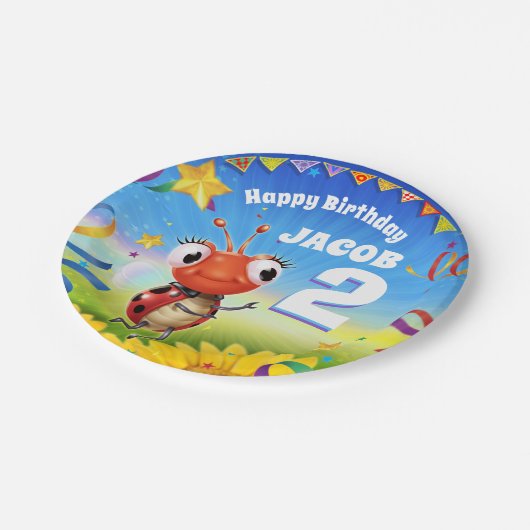 Custom Verjaardag Party bord boy 2 jaar oud (Gekanteld)
