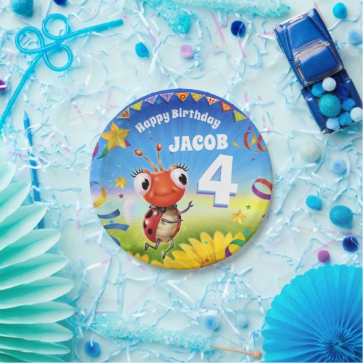 Custom Verjaardag Party bord boy 4 jaar oud (Feest)