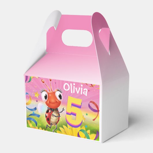 Custom Verjaardag Party Box meisje 5 yrs Lil’ Lady Bedankdoosjes (Achterkant)