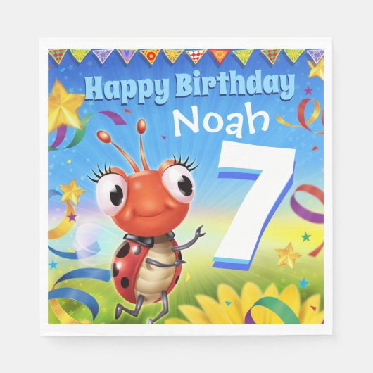 Custom Verjaardag Party papier servet jongen 7 jaa (Voorkant)