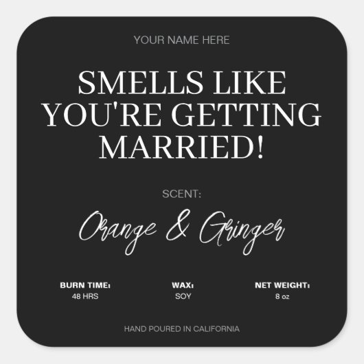 Custom Verloving Trouwkaars Gift voor Paar Vierkante Sticker (Voorkant)