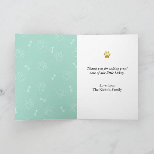 Custom Vet Tech Pet Care Foto Dank u Kaart (Binnen)