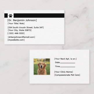 Custom Veterinary Appointment Card | Photo & Logo Visitekaartje