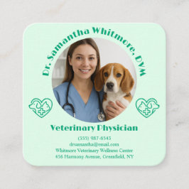 Custom Veterinary Business Card with Photo  Vierkante Visitekaartje