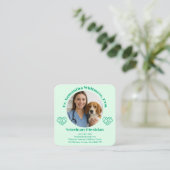 Custom Veterinary Business Card with Photo  Vierkante Visitekaartje (Staand voorkant)