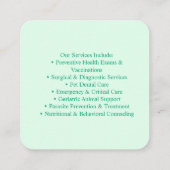 Custom Veterinary Business Card with Photo  Vierkante Visitekaartje (Achterkant)