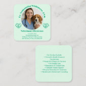Custom Veterinary Business Card with Photo  Vierkante Visitekaartje (Voorkant / Achterkant)