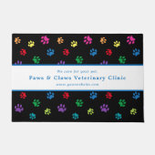 Custom Veterinary Clinic Kleurrijke Paw Prints Zwa Deurmat (Voorkant)