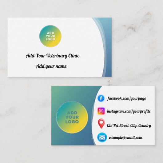 Custom Veterinary Clinic Visitekaartje (Voorkant / Achterkant)