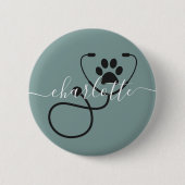 Custom Veterinary Tech Vet Assistant Ronde Button 5,7 Cm (Voorkant)