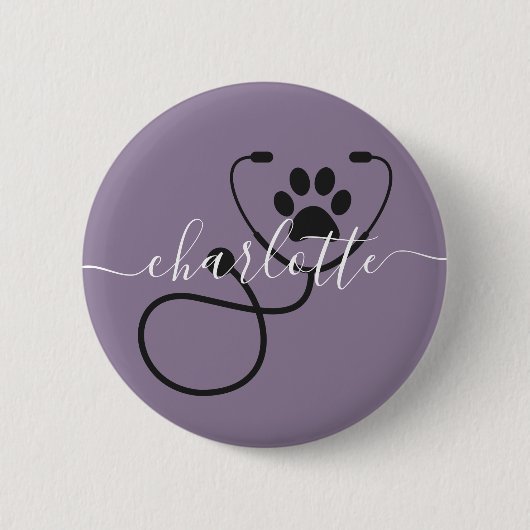 Custom Veterinary Tech Vet Assistant Ronde Button 5,7 Cm (Voorkant)