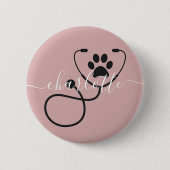 Custom Veterinary Tech Vet Assistant Ronde Button 5,7 Cm (Voorkant)