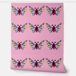 Custom Vibrant Modern Folk Butterfly Art Behang
