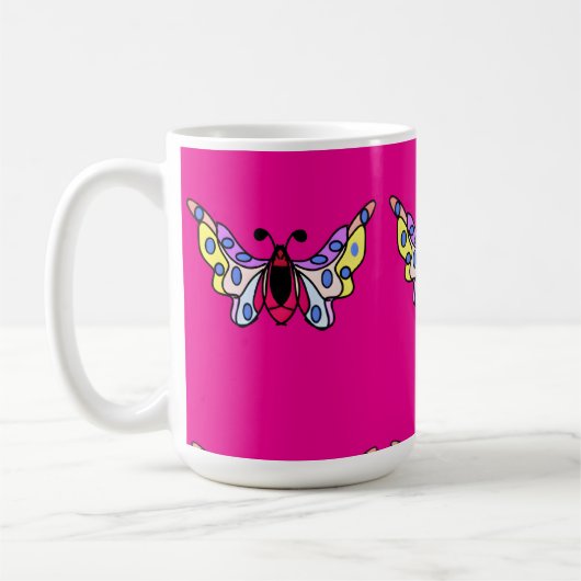 Custom Vibrant Modern Folk Butterfly Art Koffiemok (Links)