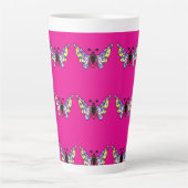 Custom Vibrant Modern Folk Butterfly Art Latte Mok (Voorkant)