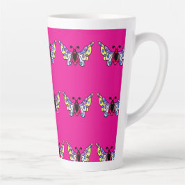 Custom Vibrant Modern Folk Butterfly Art Latte Mok