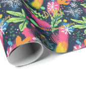 Custom Vibrant vakantie gebladerte Kerstmis Cadeaupapier (Rol Hoek)