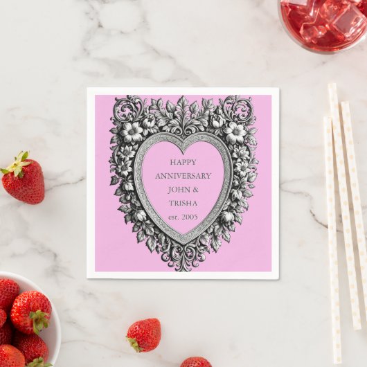 Custom Victorian Scroll Frame ANNIVERSARY – pink Servet (Insitu)