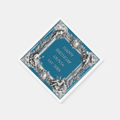 Custom Victorian Scroll Frame Napkin – dark blue Servet (Hoek)