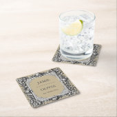 Custom Victorian Scroll Frame Napkin – mocha brown Kartonnen Onderzetters (Insitu)