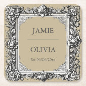 Custom Victorian Scroll Frame Napkin – mocha brown Kartonnen Onderzetters (Voorkant)